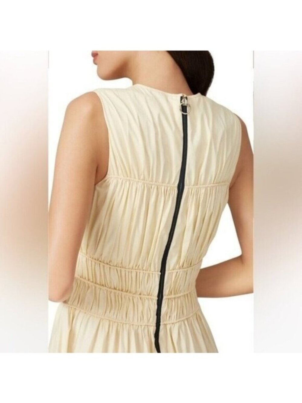 Roksanda Isilda Dress Ivory Cream Ruched Peasant Cottagecore-European Midi Dress - Picture 7 of 9